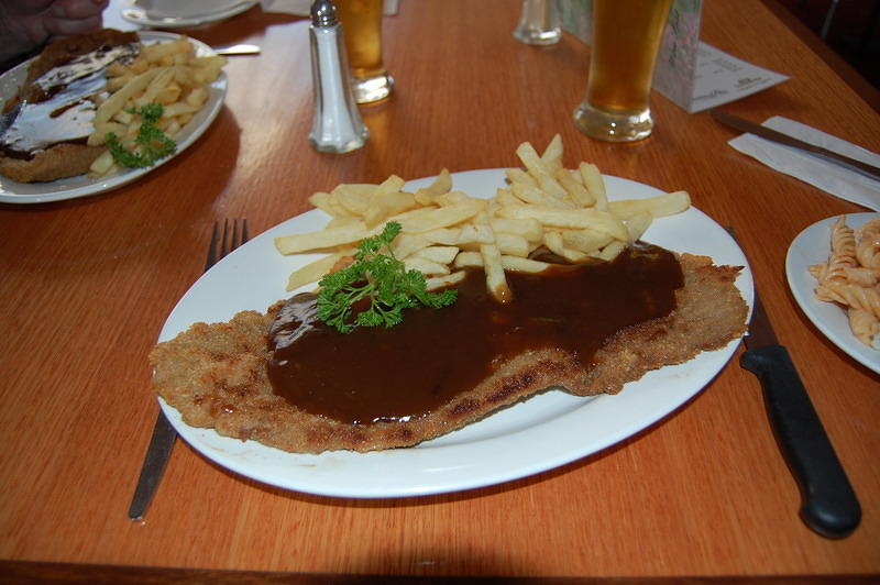 Photo 12 Wiener schnitzel and gravy at a local pub